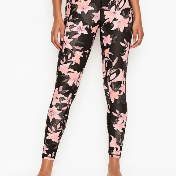 Victoria’s Secret Black/Pink Lily 7/8 Leggings Size 10 - Picture 3 of 3